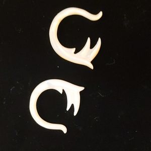Mother of pearl hand carved 8 gauge earrings